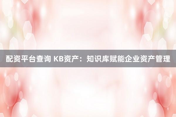 配资平台查询 KB资产：知识库赋能企业资产管理