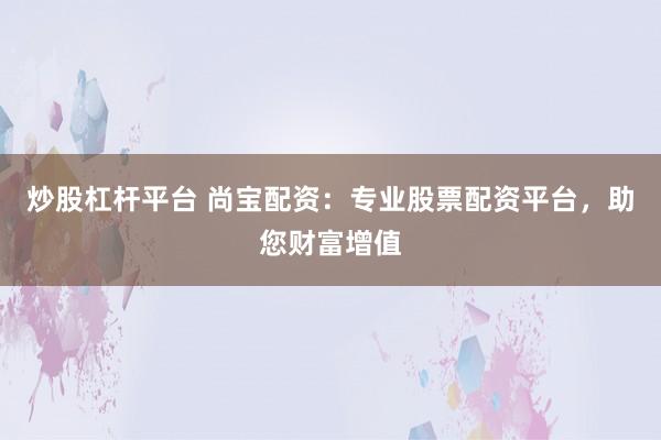 炒股杠杆平台 尚宝配资：专业股票配资平台，助您财富增值