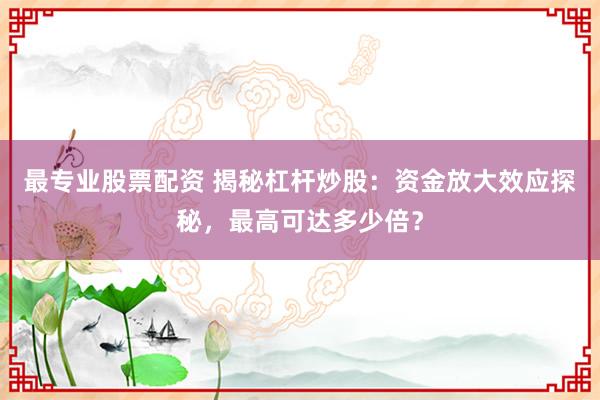 最专业股票配资 揭秘杠杆炒股：资金放大效应探秘，最高可达多少倍？