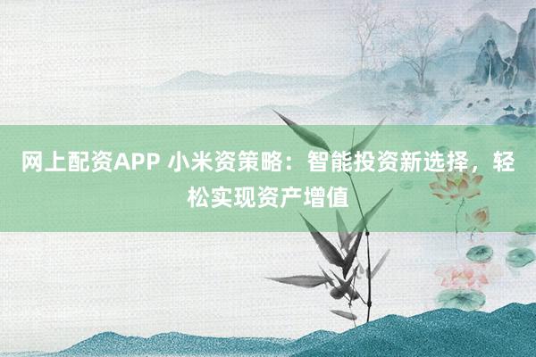 网上配资APP 小米资策略：智能投资新选择，轻松实现资产增值