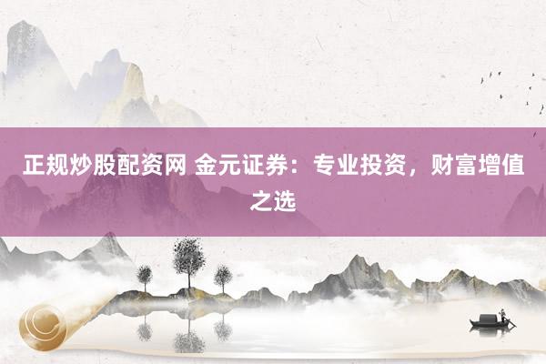 正规炒股配资网 金元证券：专业投资，财富增值之选