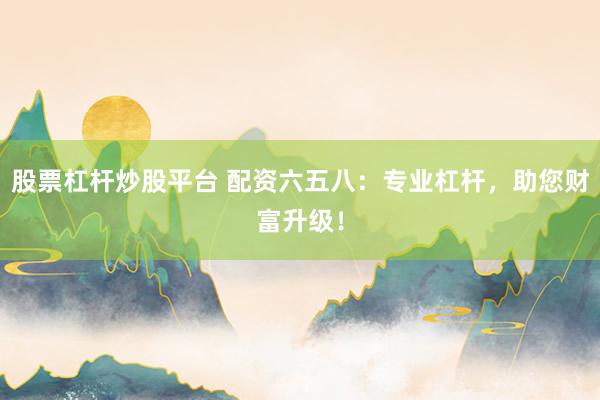 股票杠杆炒股平台 配资六五八：专业杠杆，助您财富升级！