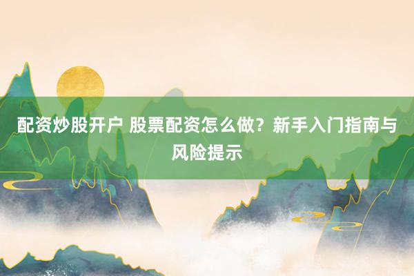配资炒股开户 股票配资怎么做？新手入门指南与风险提示