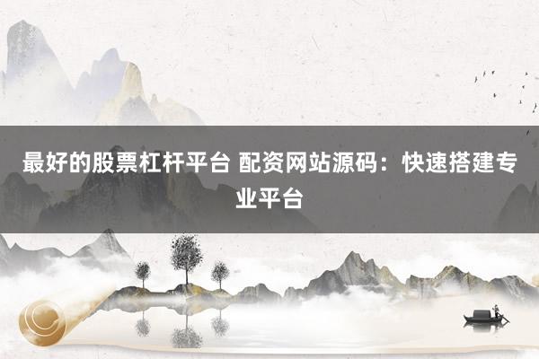 最好的股票杠杆平台 配资网站源码：快速搭建专业平台