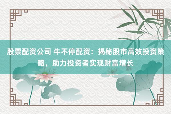 股票配资公司 牛不停配资：揭秘股市高效投资策略，助力投资者实现财富增长