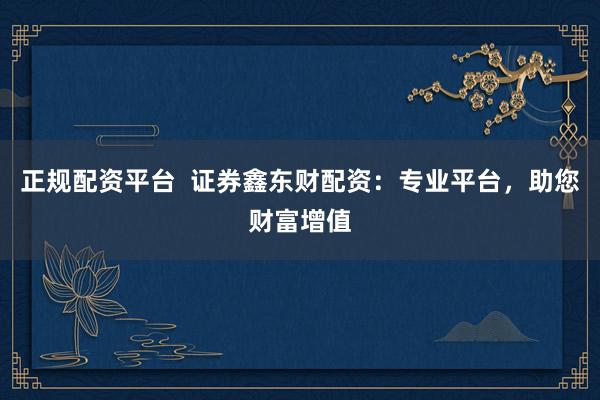 正规配资平台  证券鑫东财配资：专业平台，助您财富增值