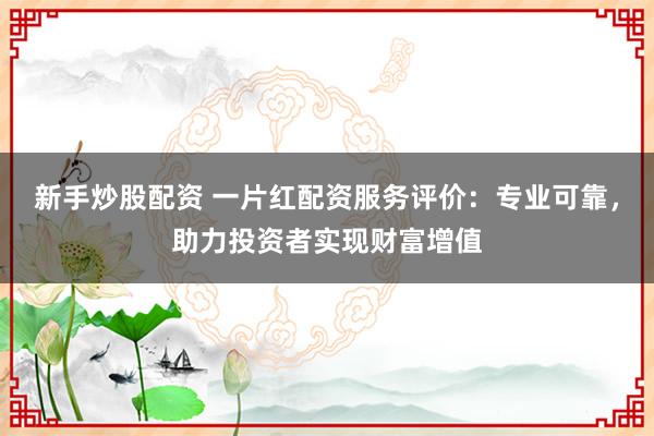 新手炒股配资 一片红配资服务评价：专业可靠，助力投资者实现财富增值