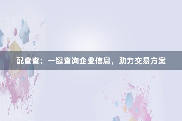 配查查：一键查询企业信息，助力交易方案