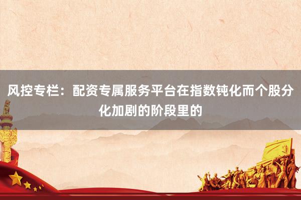 风控专栏：配资专属服务平台在指数钝化而个股分化加剧的阶段里的
