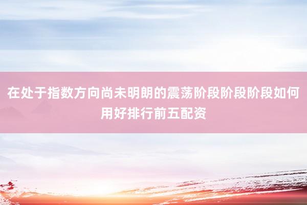 在处于指数方向尚未明朗的震荡阶段阶段阶段如何用好排行前五配资