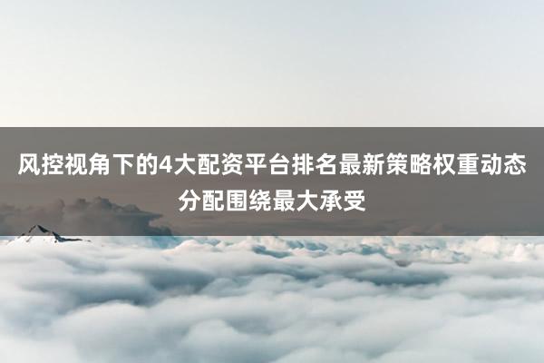 风控视角下的4大配资平台排名最新策略权重动态分配围绕最大承受